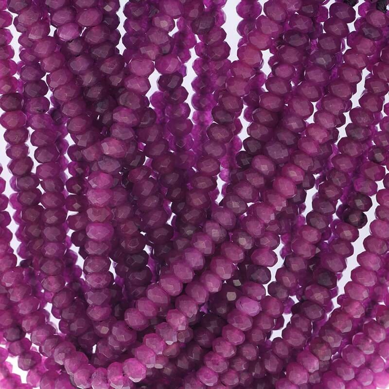 Koraliki oponki fasetowane jadeit fioletowy 120szt (sznur) 4x2mm KAOS0465