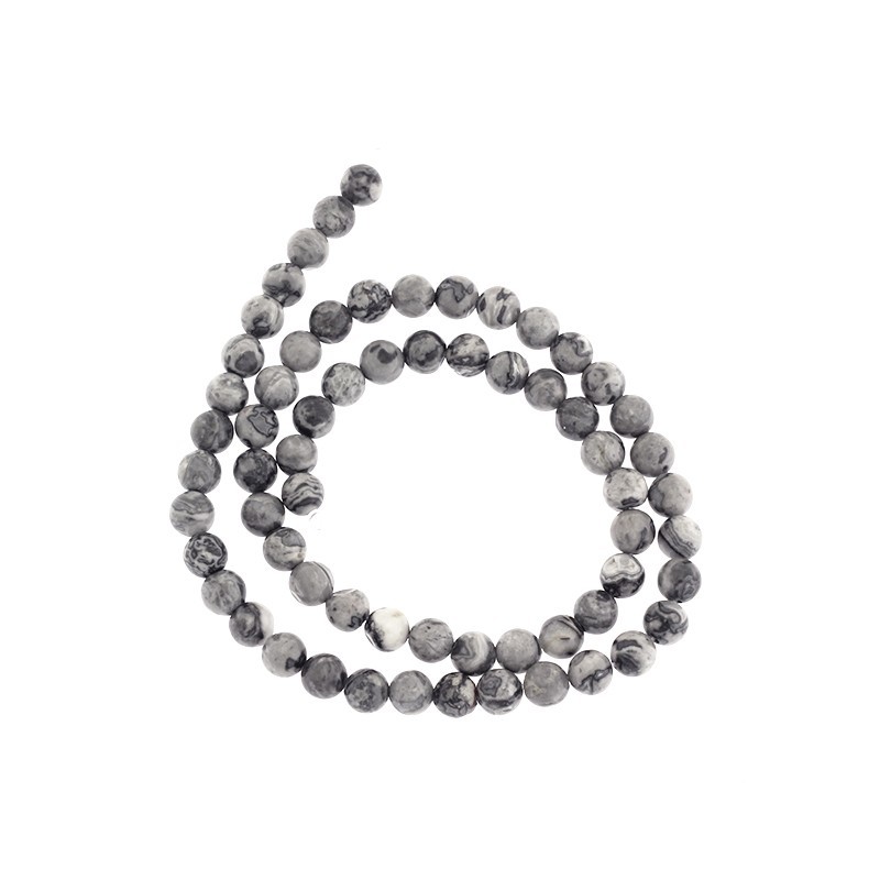 Gray jasper beads 6mm beads 63pcs / rope KAAMJ06