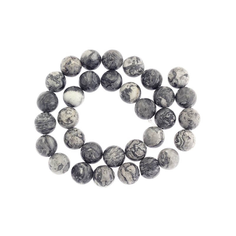 Gray jasper beads 12mm beads 32pcs / rope KAAMJ12