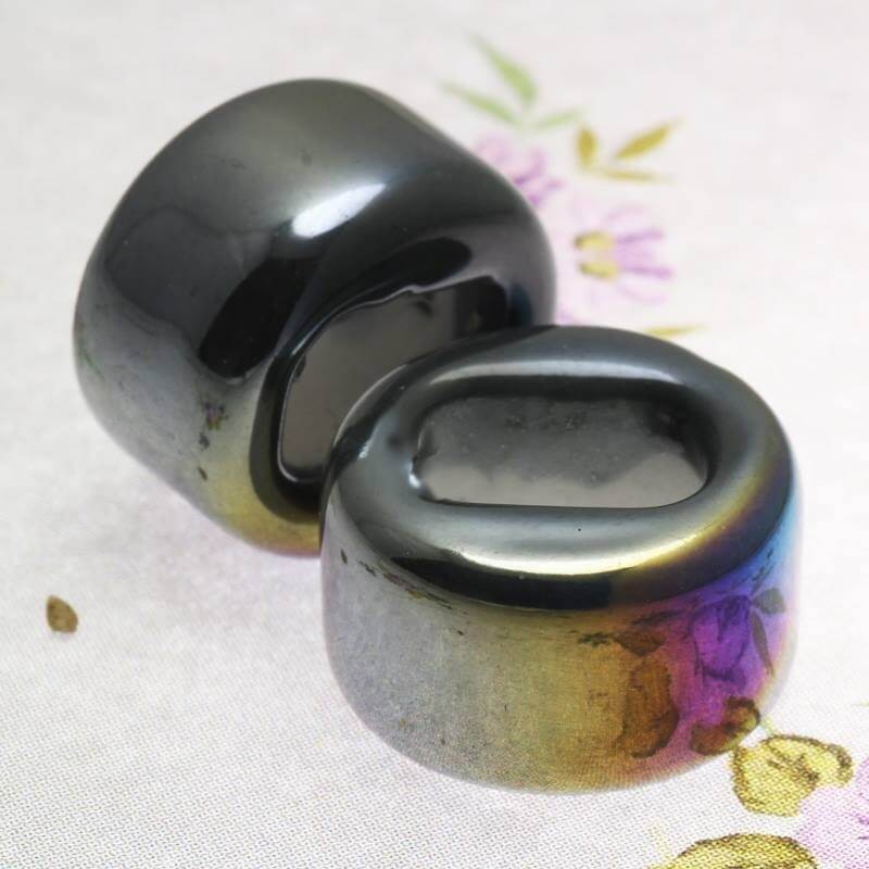 Tire ceramic spacer 17x10mm gray rainbow gloss 1pc CPNN17S17