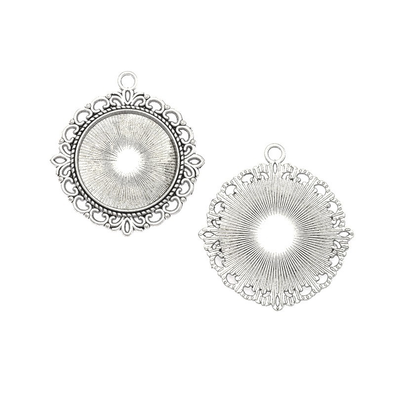 Cabochon bases 25mm lace antique silver 39x43mm 1pc OKWI25AS17
