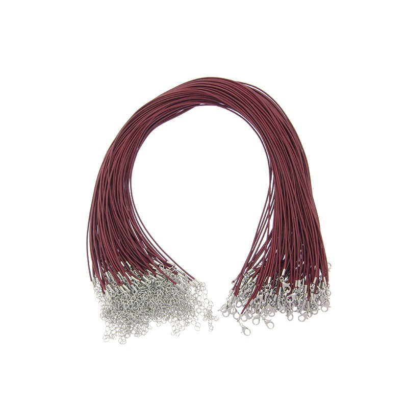 Necklaces' waxed cotton cord burgundy 40cm 1.5mm 1pc BAZN19
