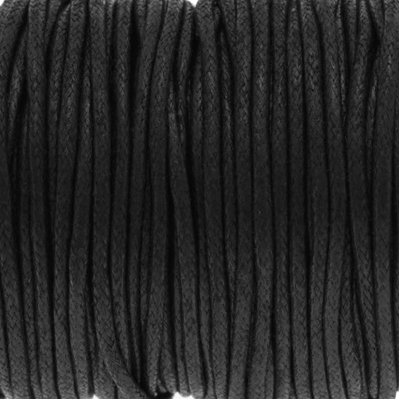 Sznurek bawełniany woskowany 22m (szpula) czarny 2mm PWZWR2006