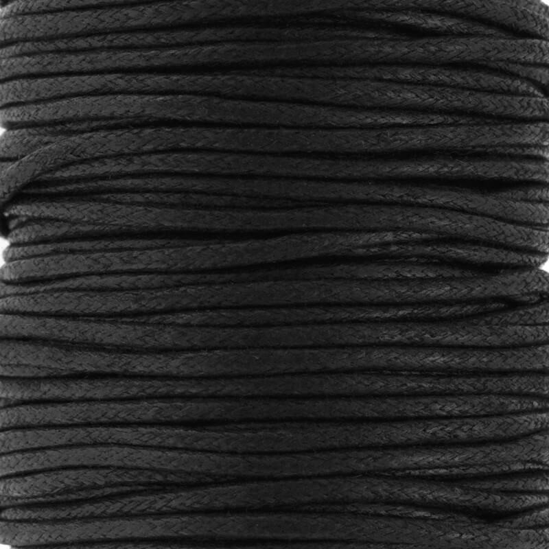 Sznurek bawełniany woskowany 25m (szpula) czarny 2mm PWZWR2006
