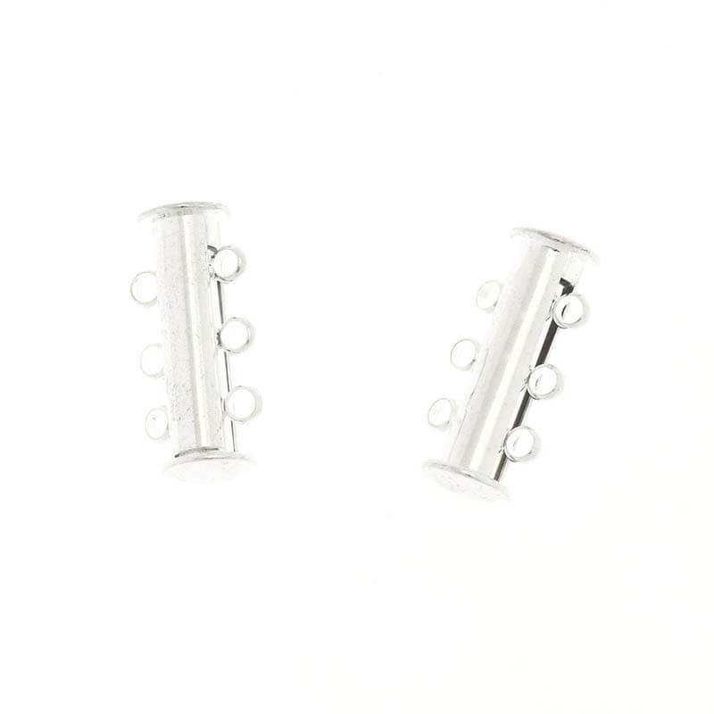 Magnetic clasps 3-row light silver 20mm 1pc ZAPMG11