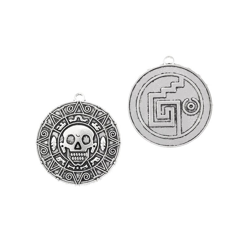 Aztecki Medalion Piraci z Karaibów Moneta Corteza antyczne srebro 40mm 1szt AAT267