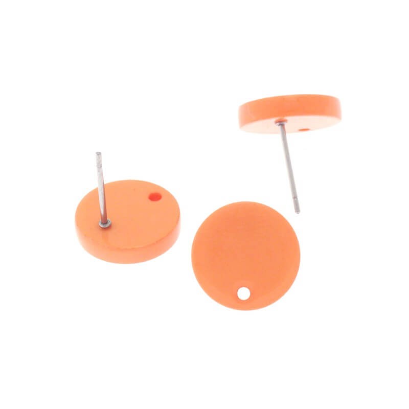 Base of earrings / sticks 12mm / Art Deco resin / orange / 2pcs XZR4401
