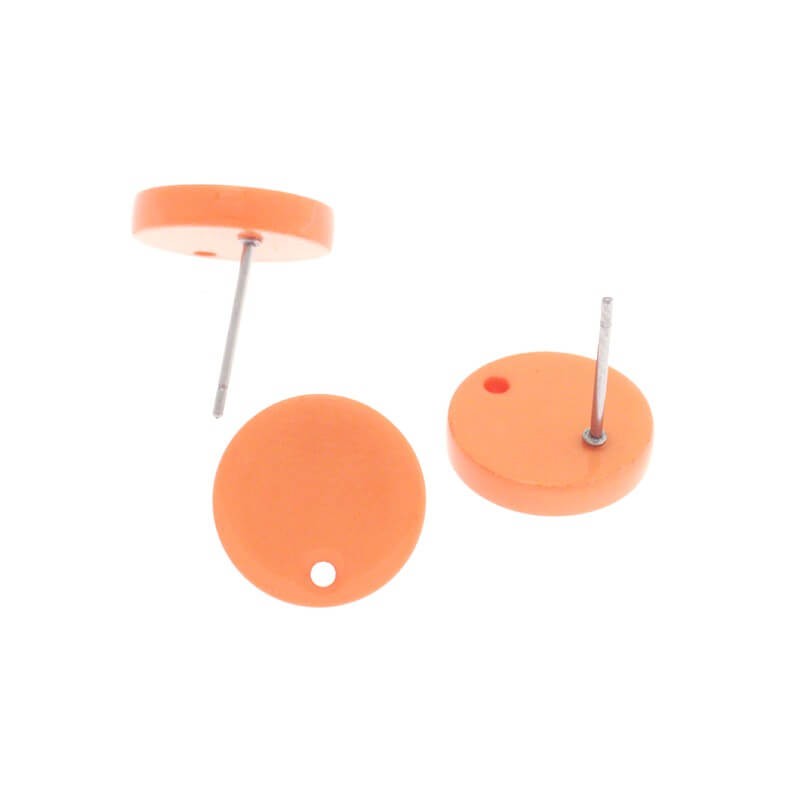Base of earrings / sticks 12mm / Art Deco resin / orange / 2pcs XZR4401