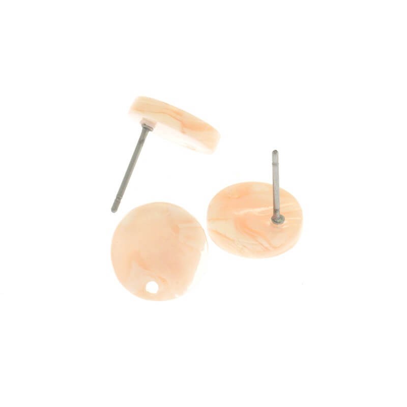 Base of earrings / sticks 10mm / Art Deco resin / tea rose / 2pcs XZR5401