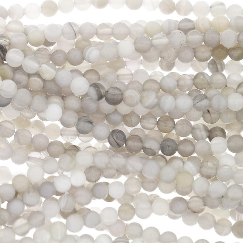 Gray agate beads 4mm balls about 85 pieces (string) KAAG0402