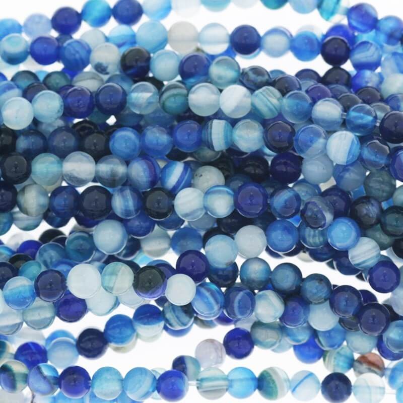 Blue agate beads 4mm balls about 85 pieces (string) KAAG0404