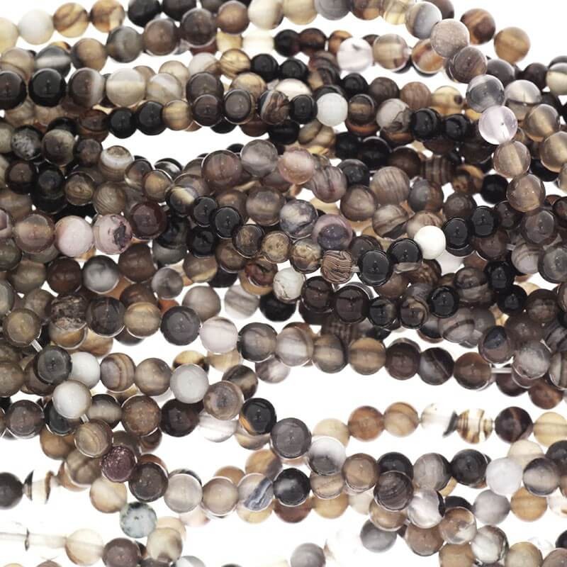 Brown agate beads 4mm balls about 85 pieces (string) KAAG0405