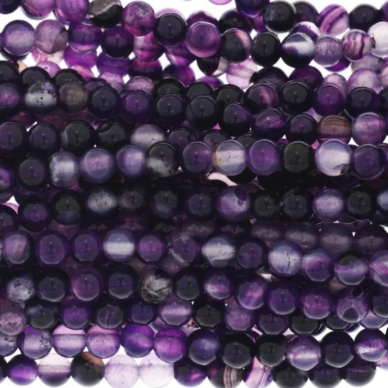 Purple agate beads 4mm balls about 85 pieces (string) KAAG0409