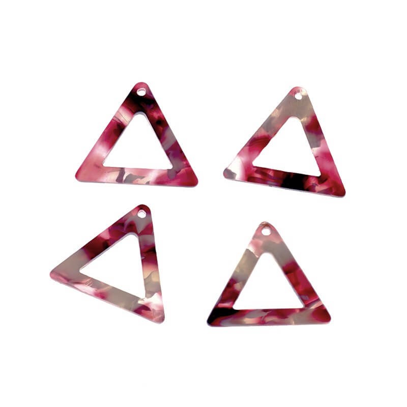 Triangles pendants 20mm / Art Deco resin / burgundy tortoiseshell / 1pc XZR0304
