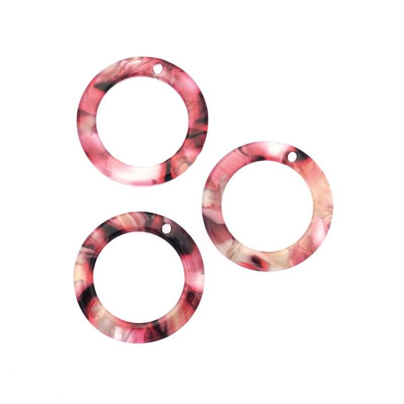 Flat rings 20mm / Art Deco resin / burgundy tortoiseshell / 1pc XZR0312