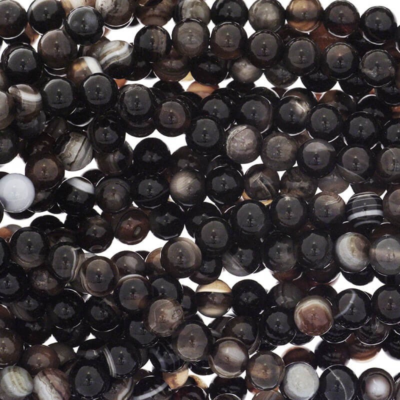 Black agate beads 6mm balls 63pcs (string) KAAG0603