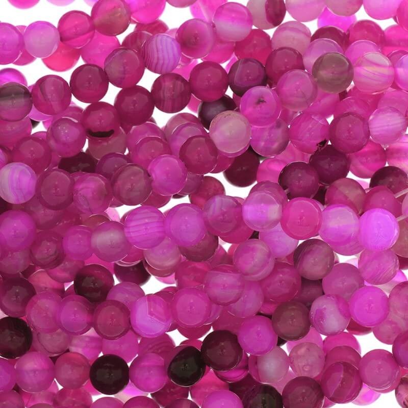 Pink agate beads 6mm balls 63pcs (string) KAAG0605