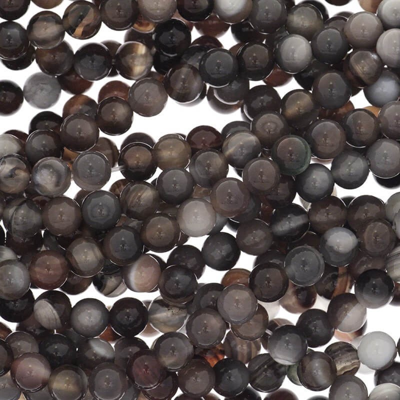 Gray agate beads 6mm balls 63pcs (cord) KAAG0611