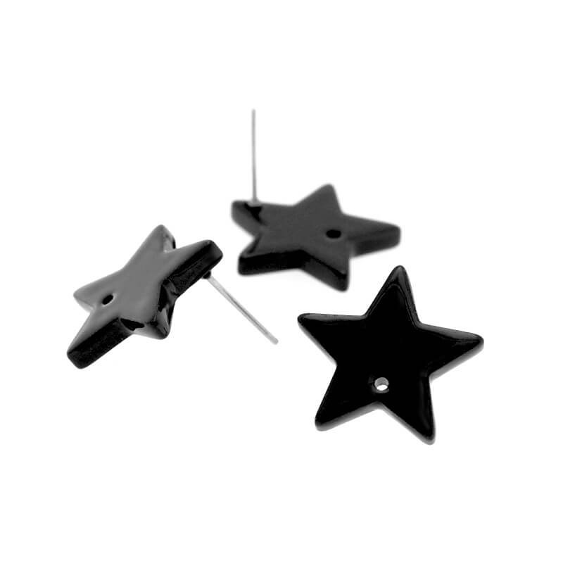 Star sticks 18mm / Art Deco resin / black / 2pcs XZR0003