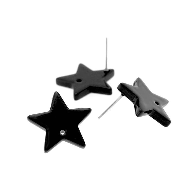 Star sticks 18mm / Art Deco resin / black / 2pcs XZR0003