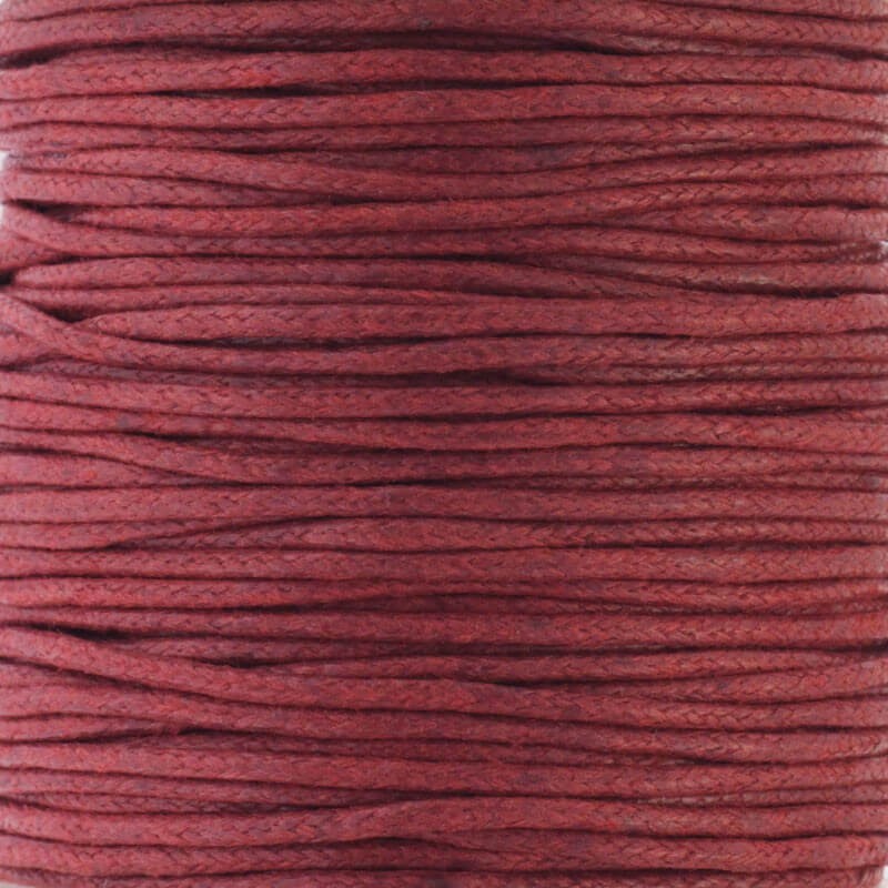 Sznurek bawełniany woskowany 25m (szpula) bordowy 1.5mm PWZWR1504