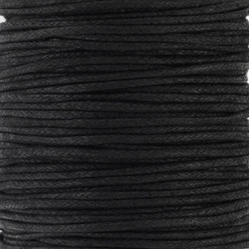 Sznurek bawełniany woskowany 25m (szpula) czarny 1.5mm PWZWR1521
