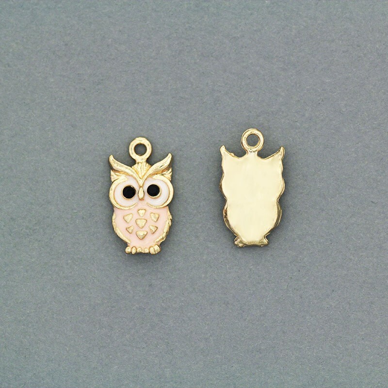 Enameled pendants golden owls 19x11mm 1pc AKG402