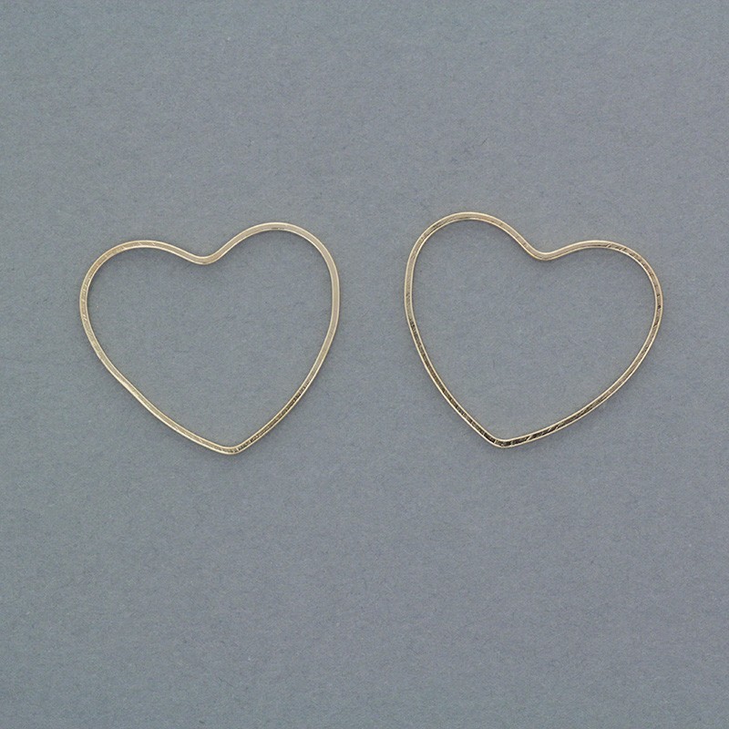 Jewelry connectors Geometric hearts 21x19mm golden 6pcs AKG455