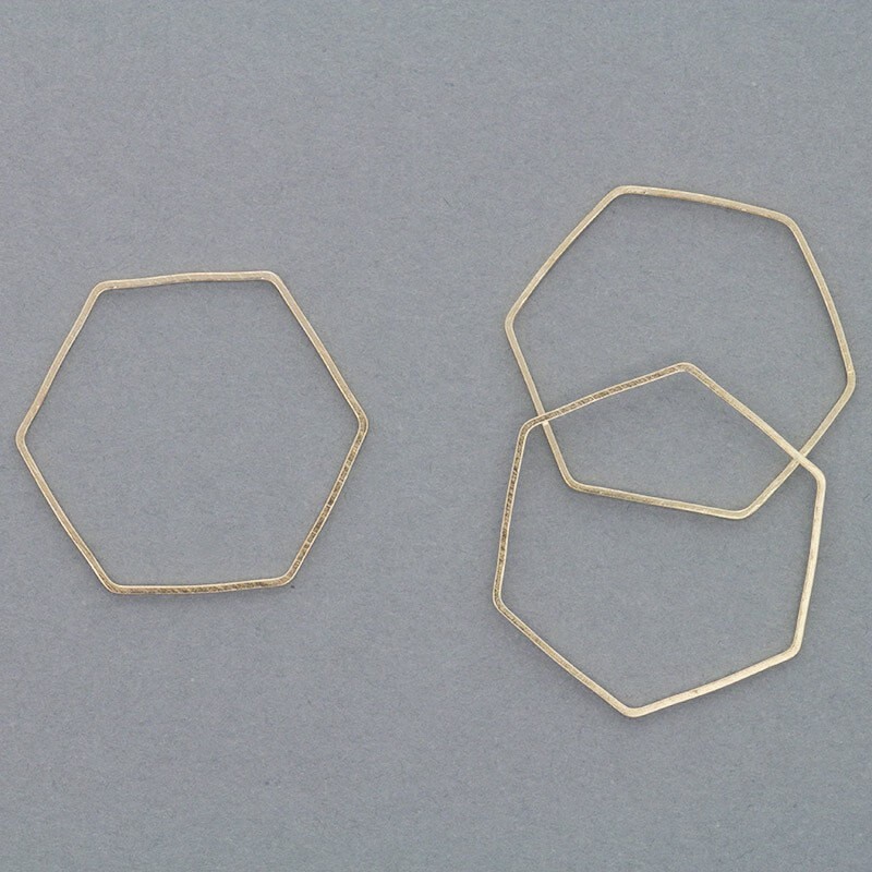 Jewelry connectors Geometric hexagon 22x24mm golden 6pcs AKG461