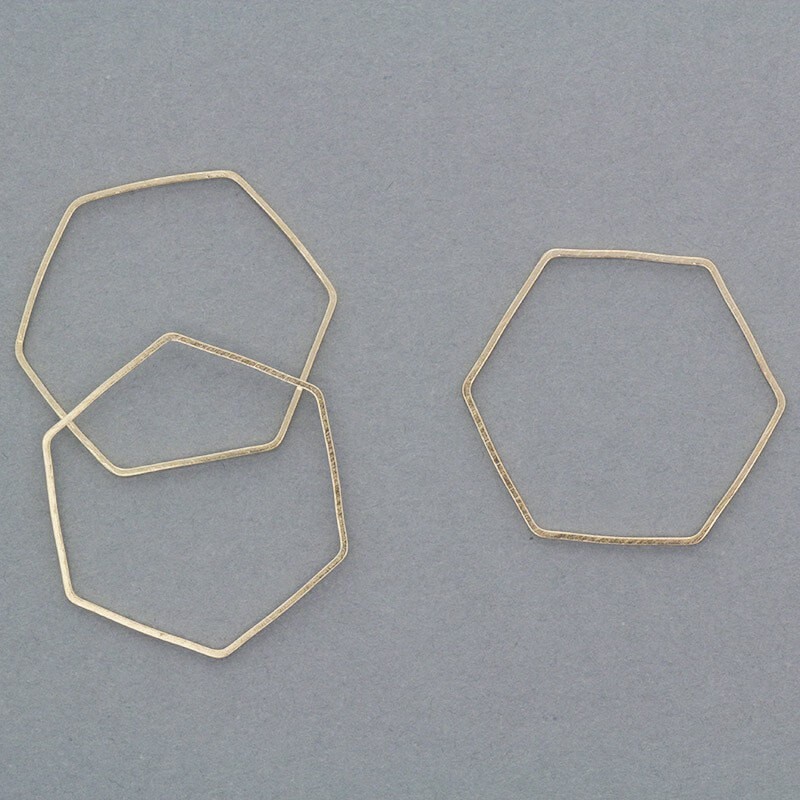 Jewelry connectors Geometric hexagon 22x24mm golden 6pcs AKG461