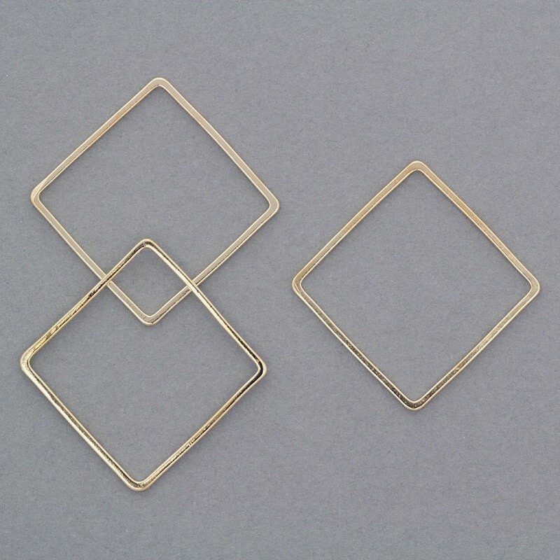 Jewelry connectors Geometric squares 18mm golden 6pcs AKG456