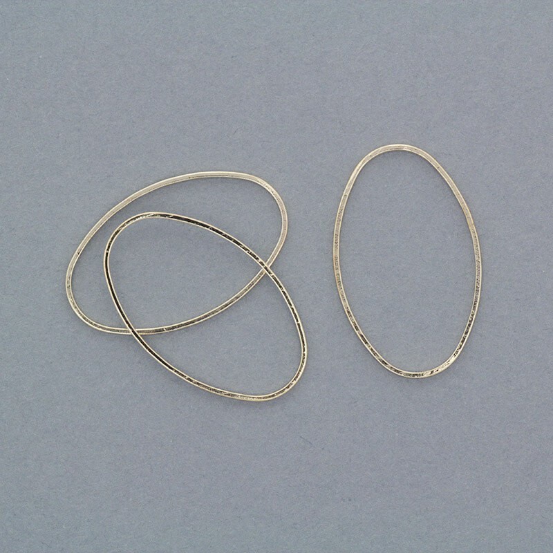 Jewelry connectors Geometric ovals 26x16mm golden 6pcs AKG457
