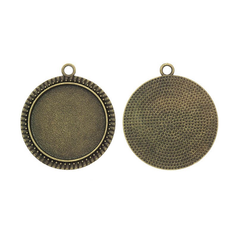 Cabochon bases 30mm antique bronze 38x43x3mm 1pc OKWI30AB6A