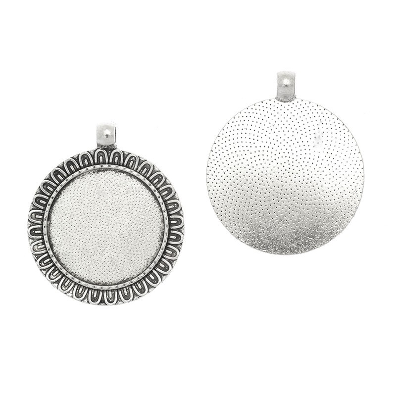 Cabochon bases 30mm decor antique silver 40x47mm 1pc OKWI30AS17