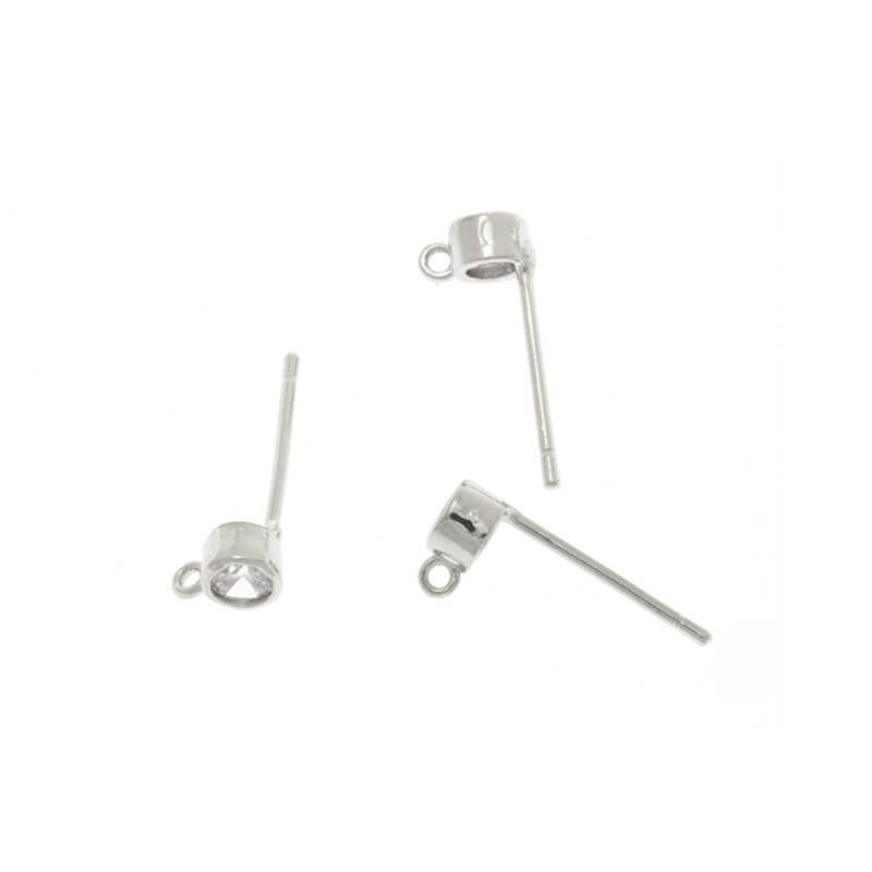 Studs with zircon and eyelet for suspension platinum 6x4mm 2pcs BIGBR04