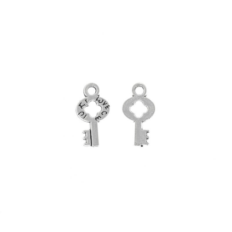 Pendants, antique silver keys, 17x9x2mm, 6 pcs. AAT278
