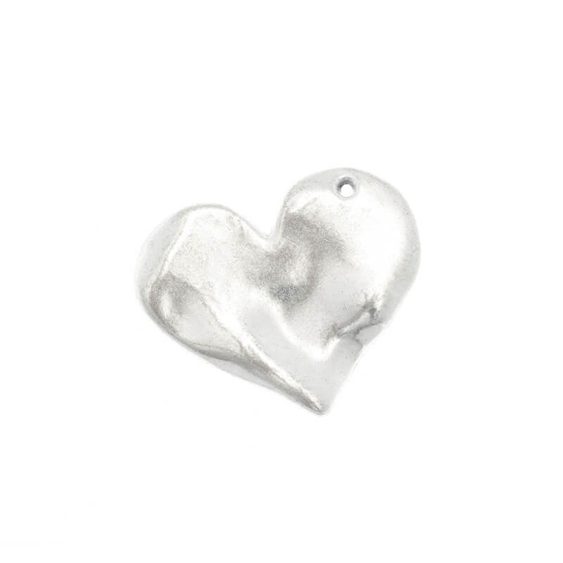 Silver hammered heart pendant 33x28mm, 1 piece AAT283