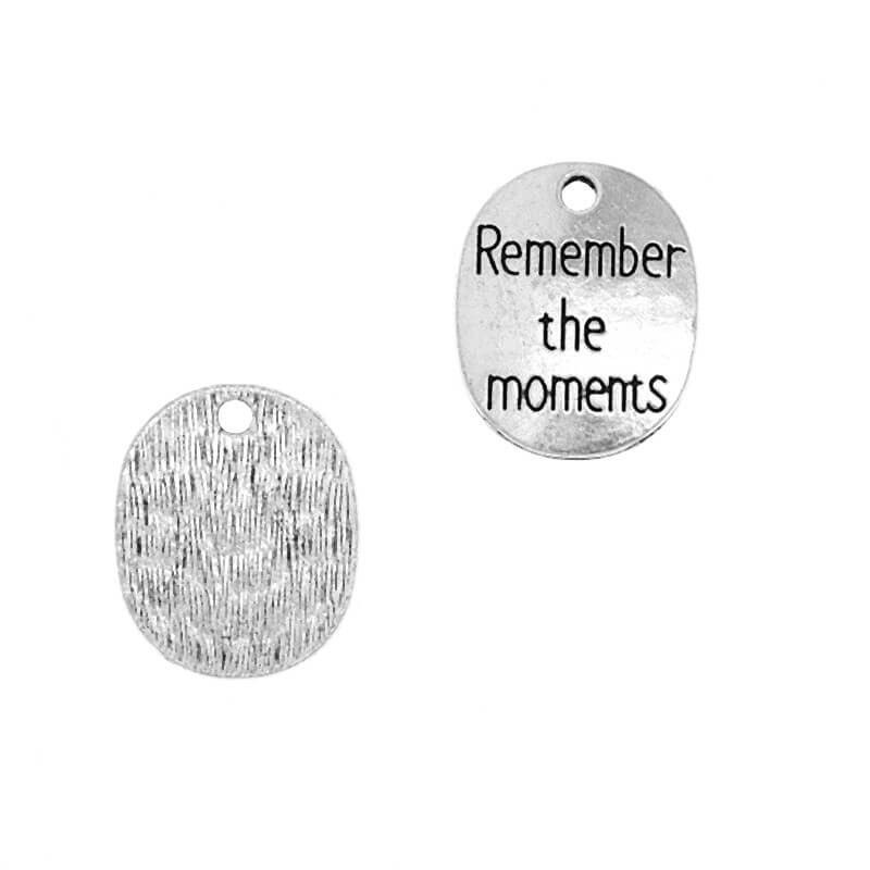 Tag "Remember the moments", antique silver, 22x18mm, 2pcs AAT303