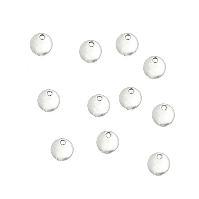 Mini coin pendants, smooth, silver 7.5mm, 15pcs AAT313