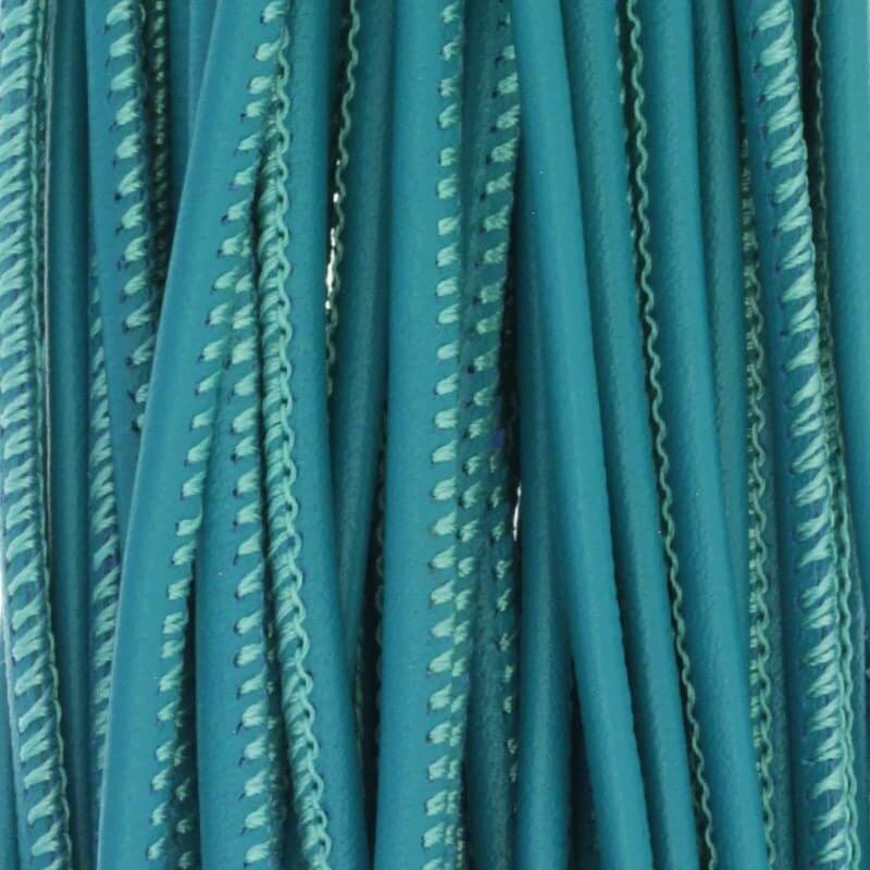 Leather strap sewn synthetic turquoise 3x4mm with a spool of 1m RZSZA29
