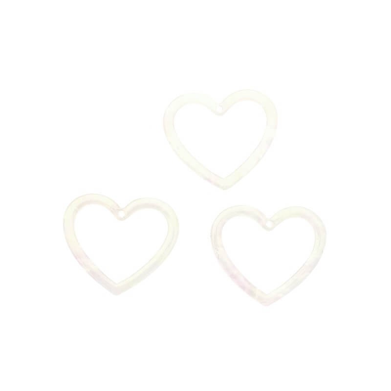 Heart pendants 24x21mm / Art Deco resin / pearl nude / 1pc XZR0205