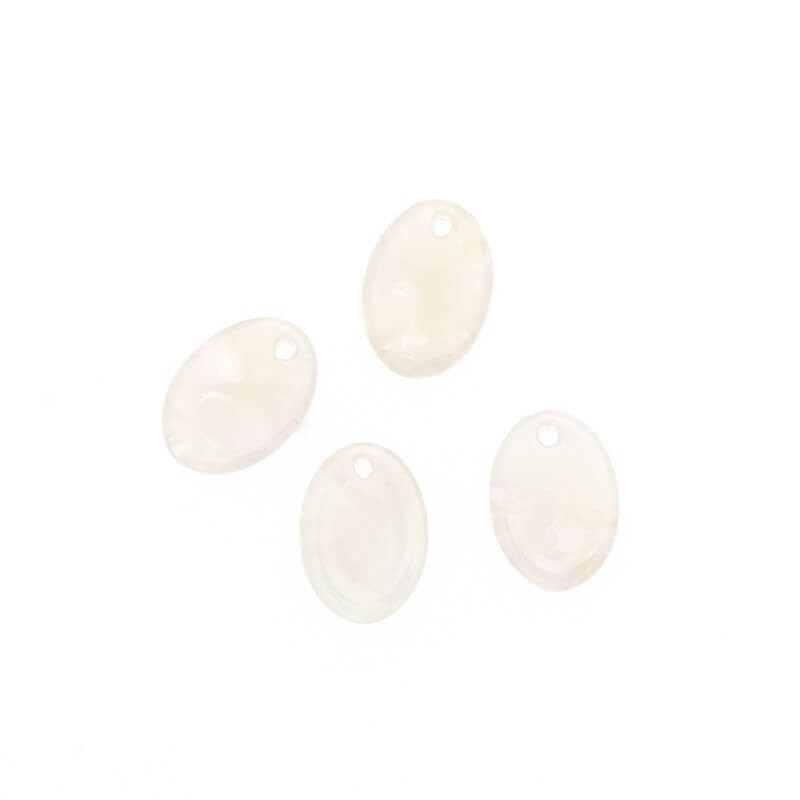 Small oval pendants 14x10mm / Art Deco resin / pearl nude / 1pc XZR0216