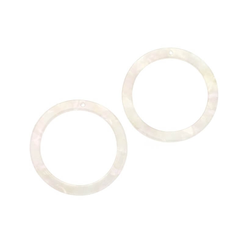 Resin pendants flat circles 34mm / Resin Art Deco / pearl nude / 1pc XZR0217