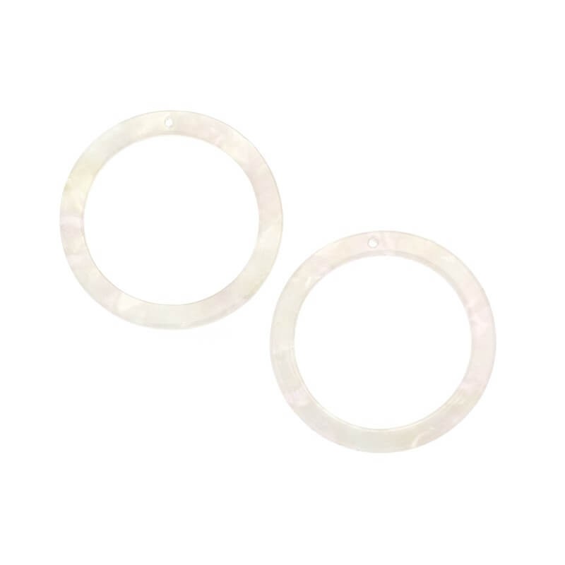Resin pendants flat circles 34mm / Resin Art Deco / pearl nude / 1pc XZR0217