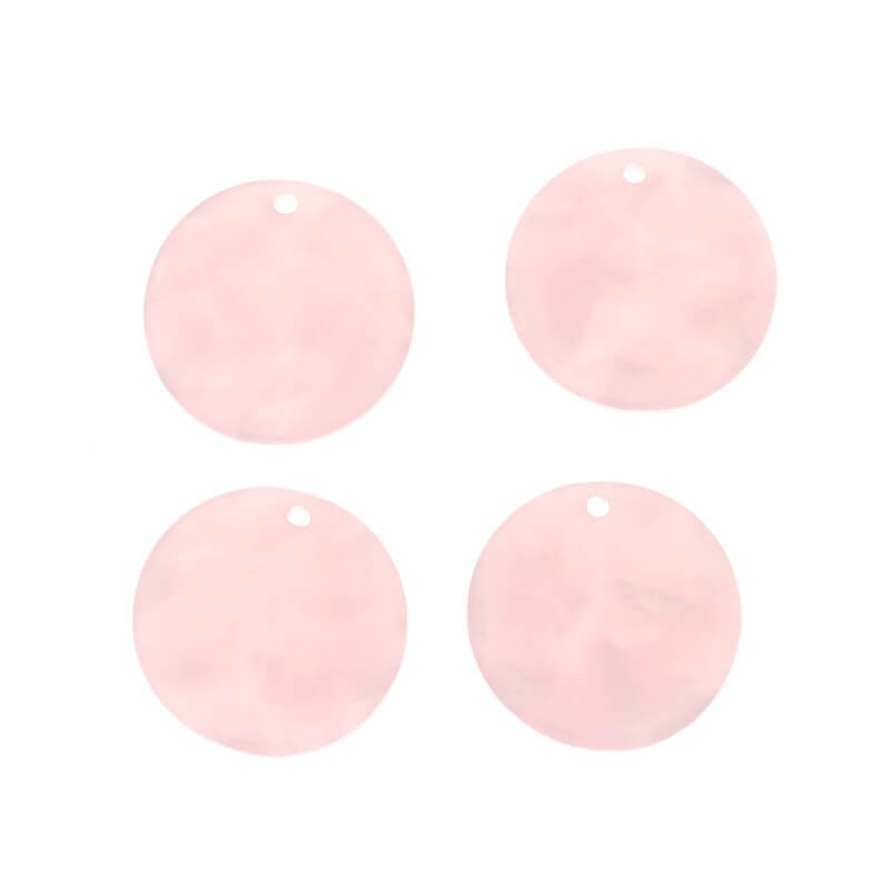 Zawieszki z żywicy monetki 19mm/ Żywica Art Deco / różowa perła / 1szt XZR0509