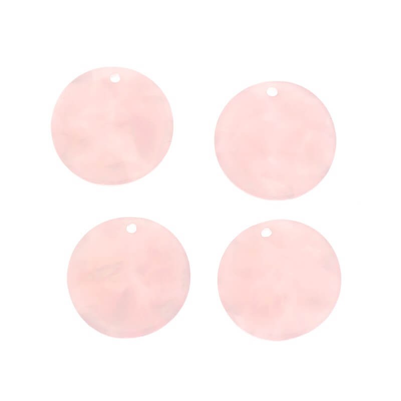 Zawieszki z żywicy monetki 19mm/ Żywica Art Deco / różowa perła / 1szt XZR0509
