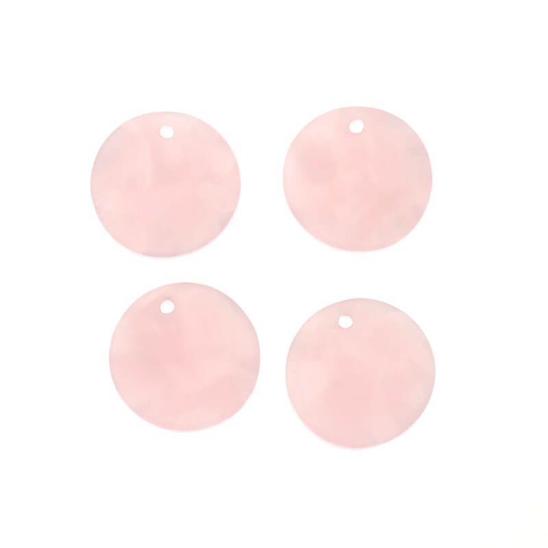 Zawieszki z żywicy monetki 17mm/ Żywica Art Deco / różowa perła / 1szt XZR0510