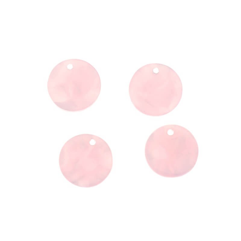 Resin Pendants 14mm / Art Deco Resin / pink pearl / 1pc XZR0511