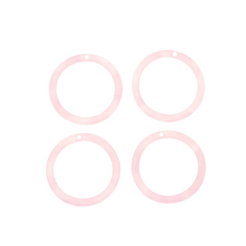 Zawieszki z żywicy kółka 21mm/ Żywica Art Deco / różowa perła / 1szt XZR0507