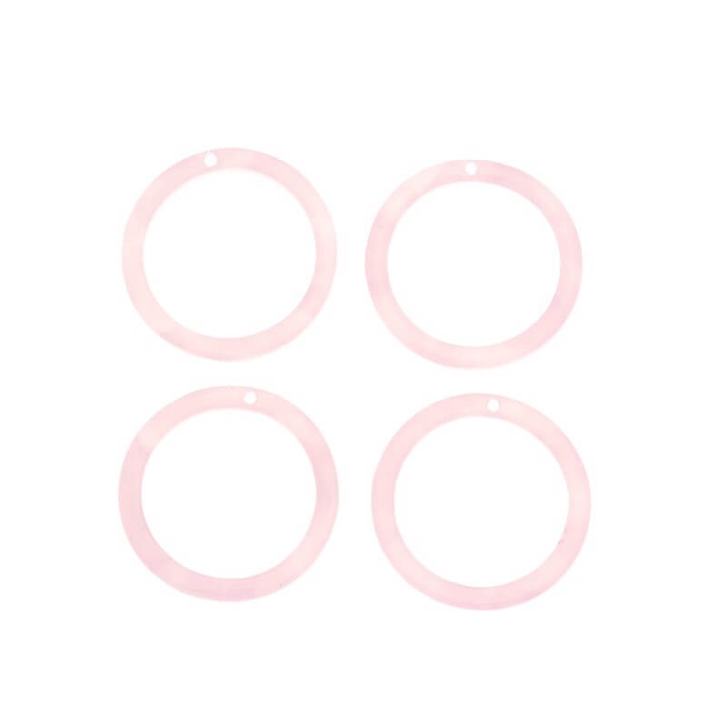 Zawieszki z żywicy kółka 21mm/ Żywica Art Deco / różowa perła / 1szt XZR0507